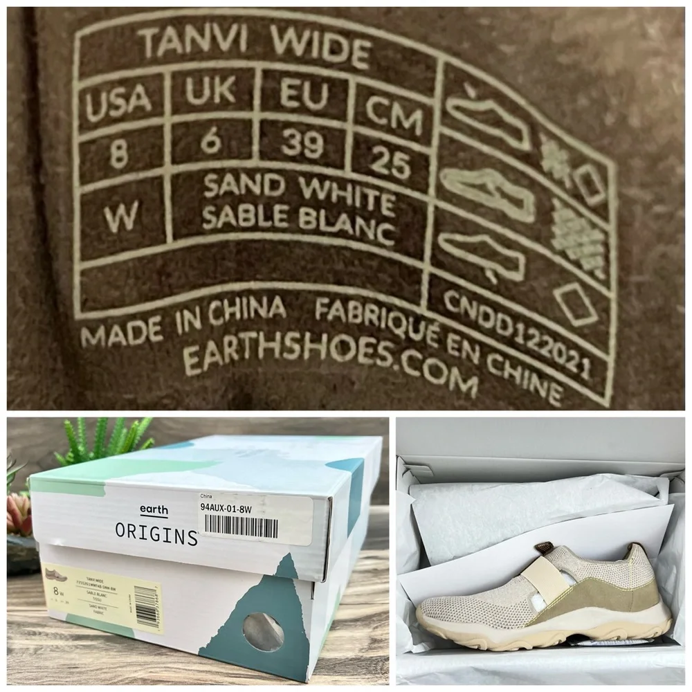 NIB Earth Origins Tanvi 8W 9W Knit Trail Slip On Sneaker Sand White Fabric - Picture 12 of 14